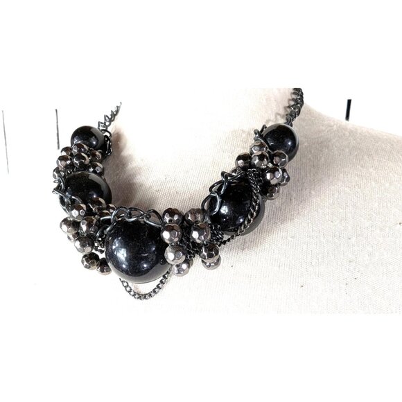 Vintage black chunky beaded chain choker necklace - Picture 4 of 4